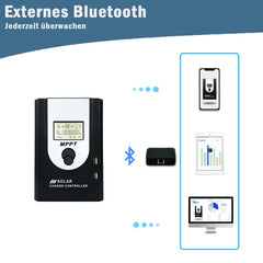 Bluesun-Mpj30 Contrôleur Solaire Mppt 12/24V 30A Avec Bluetooth Externe Et Deux Ports Usb