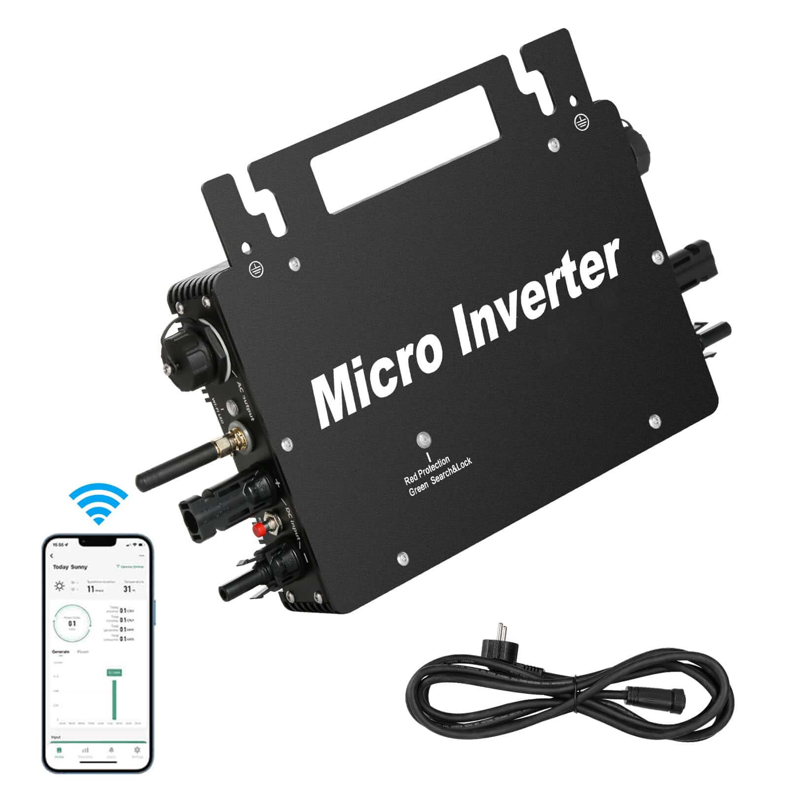 HIITIO 800W Onduleur Micro-réseau Avec Surveillance Intelligente Wi-Fi  Avec Câble Adaptateur