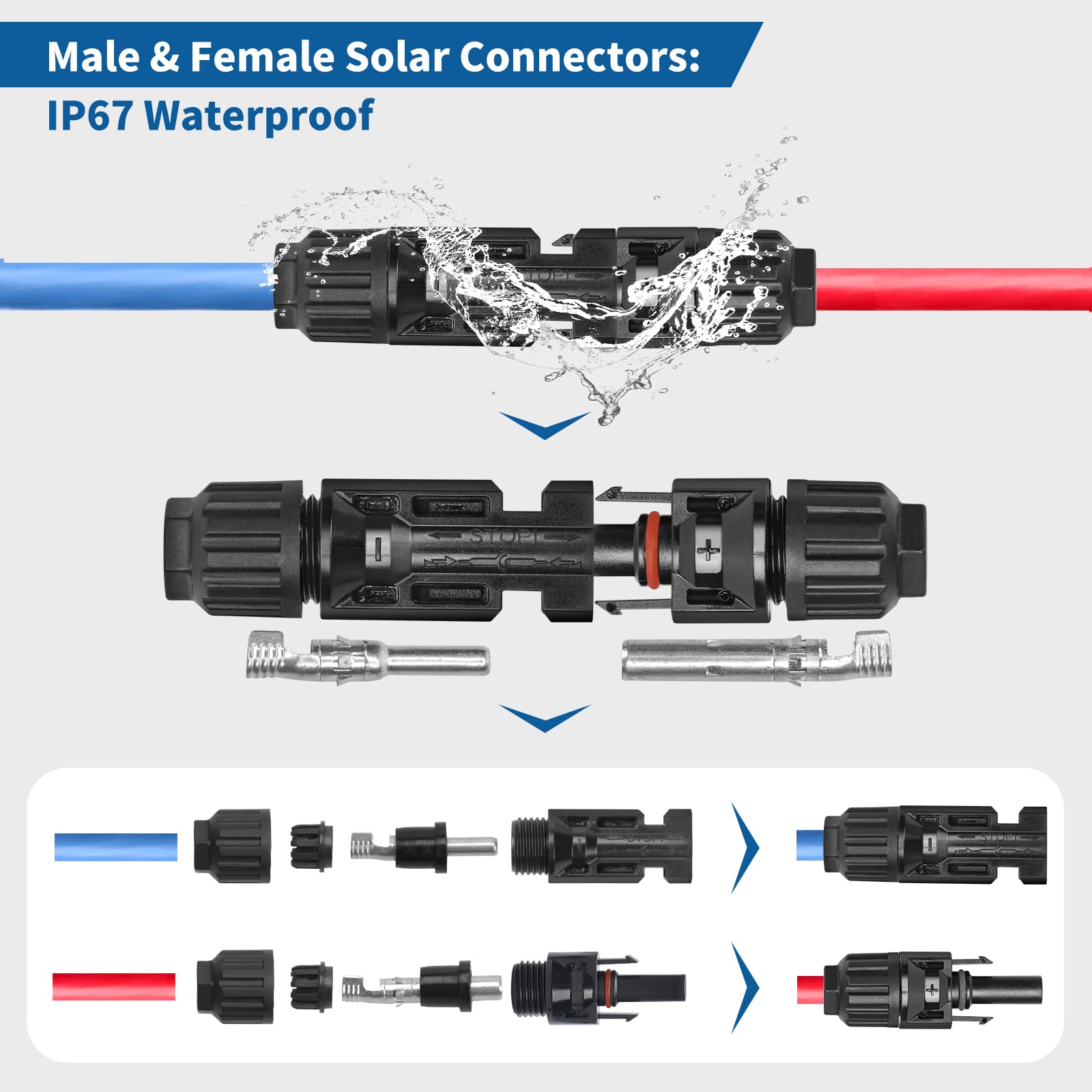 Bluesun Solar kit de sertissage pour câbles solaires 2,5/4/6 mm2 | Ensemble d'outils complet pour installations solaires